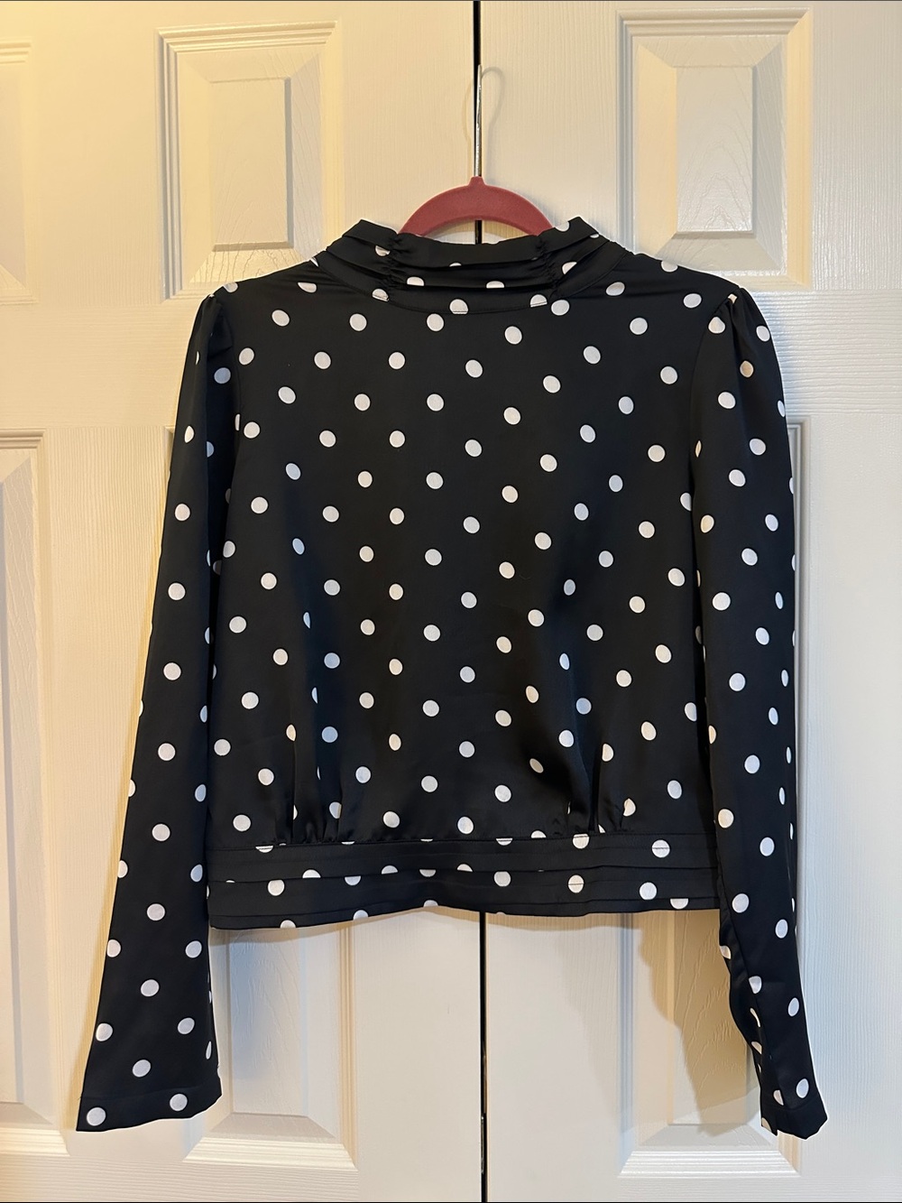 Black Polka Dot Long-Sleeve Blouse